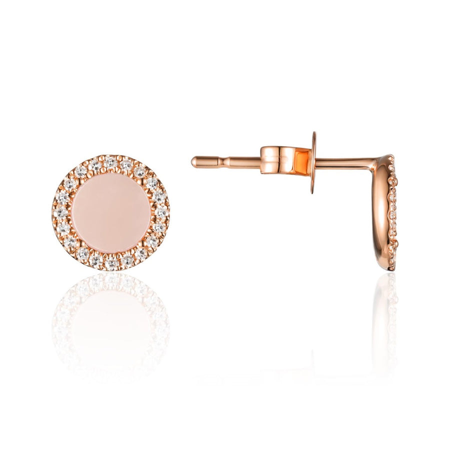 Pink Mother Of Pearl/Dia Halo Earrings
