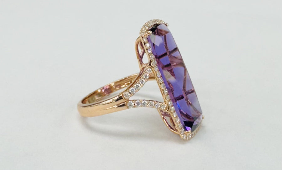 Bellarri - Statement Amethyst Diamond Halo Ring