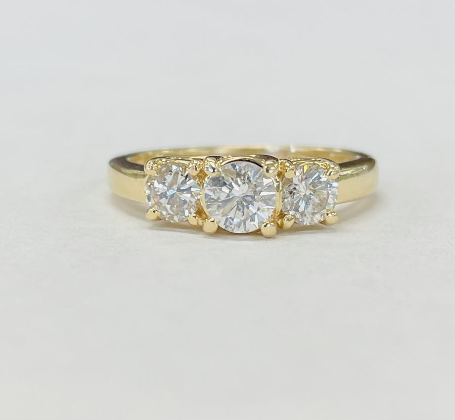 14KT Yellow Gold 1CTW Three Stone Engagement Ring