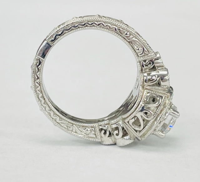 Romance - Detailed Vintage Inspired Halo Diamond Setting
