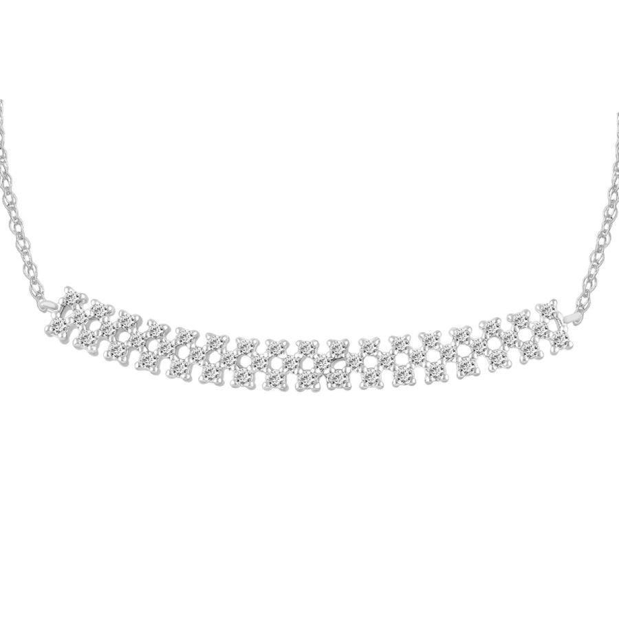 White Gold Lace Diamond Bar Pendant