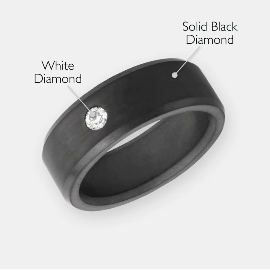 ELYSIUM ARES - SOLID BLACK DIAMOND RING - WHITE DIAMOND