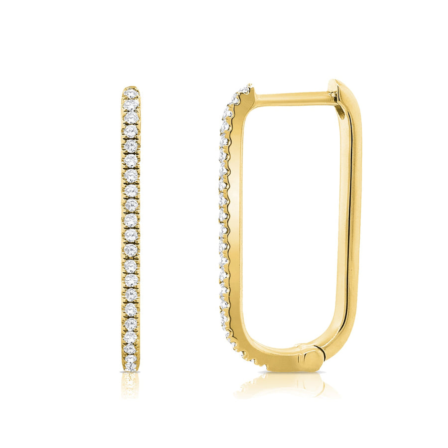 Yellow Gold 1/2CTW Paperclip Diamond Hoops