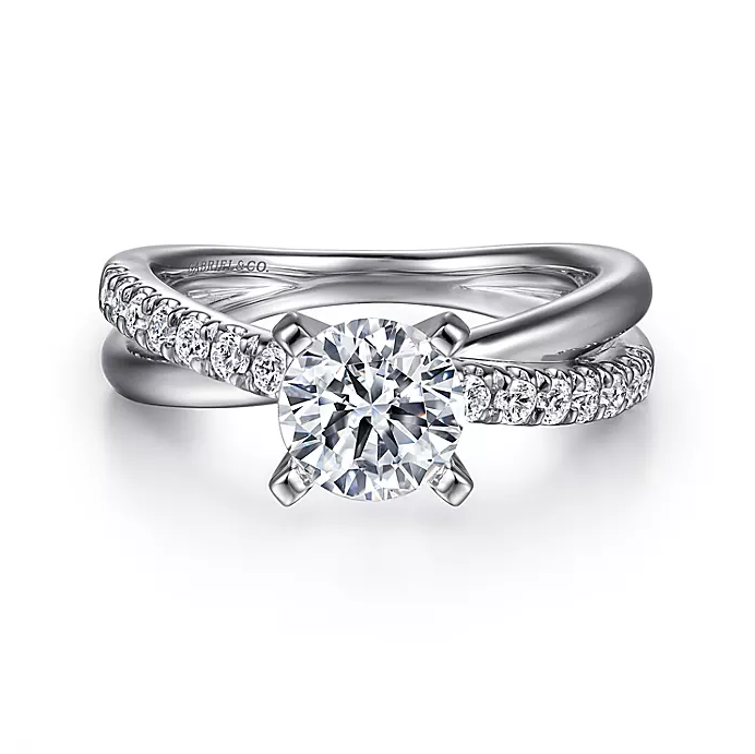 Morgan 14K White Gold Round Twisted Diamond Engagement Ring