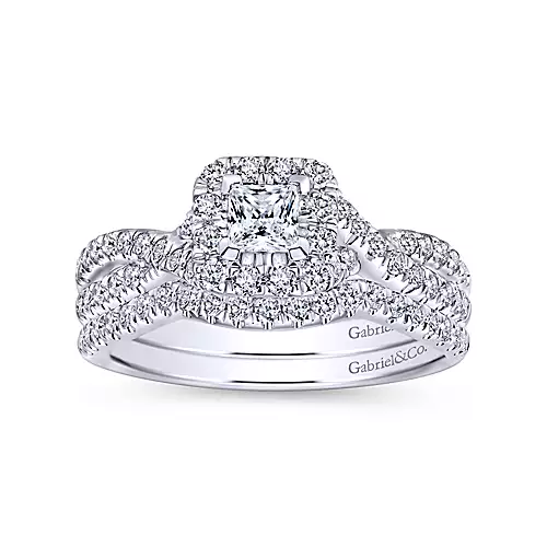 Dante - 14K White Gold Princess Halo Diamond Engagement Ring