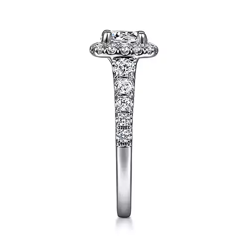 Beckett - 14K White Gold Cushion Halo Round Diamond Engagement Ring