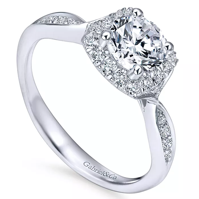 Jude - 14K White Gold Round Halo Diamond Engagement Ring
