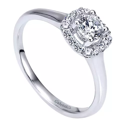 Courage - 14K White Gold Round Halo Diamond Engagement Ring