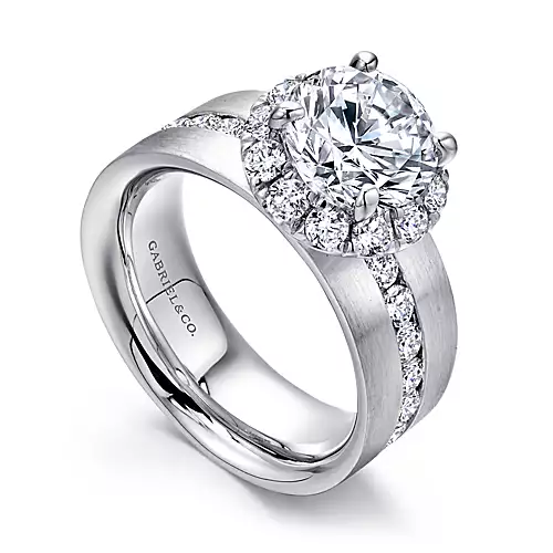 Virginia - 14K White Gold Round Halo Diamond Engagement Ring