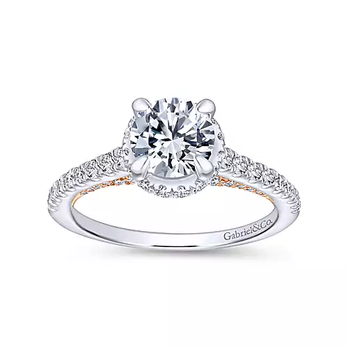 Sophia - 14K White-Rose Gold Hidden Halo Round Diamond Engagement Ring