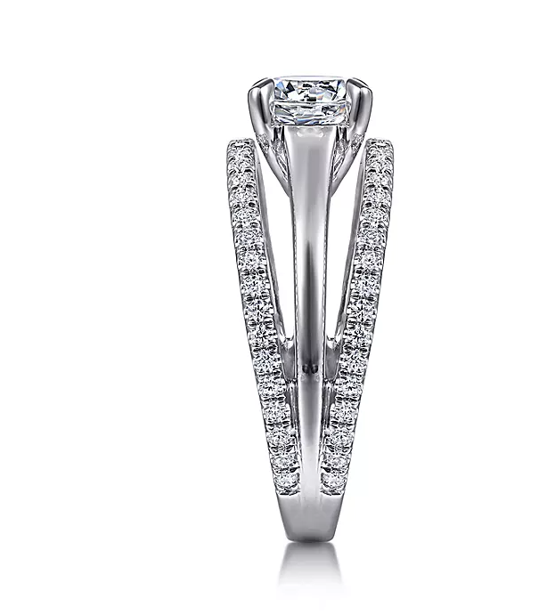 Halima - 14K White Gold Round Diamond Engagement Ring