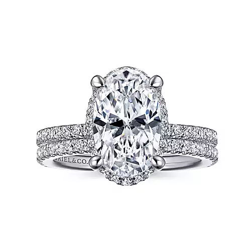 Hart (Large) - 14K White Gold Hidden Halo Oval Diamond Engagement Ring
