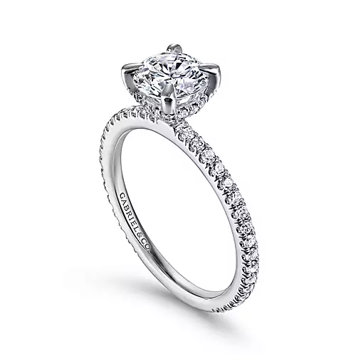 Noa - 14K White Gold Round Diamond Engagement Ring