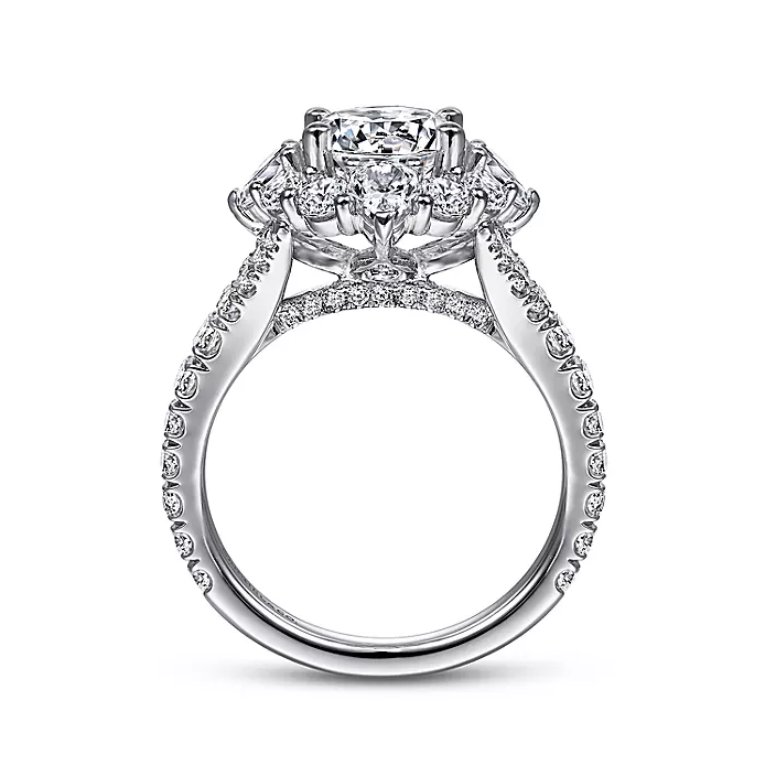 Iolana - 14K White Gold Fancy Halo Round Diamond Engagement Ring