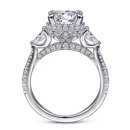 Yeardley - 18K White Gold Round Three Stone Diamond Engagement Ring