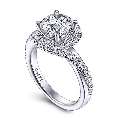 Zahara - 14K White Gold Round Bypass Diamond Engagement Ring