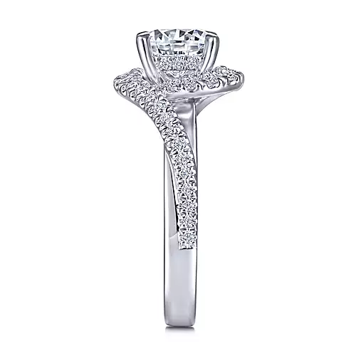 Zahara - 14K White Gold Round Bypass Diamond Engagement Ring