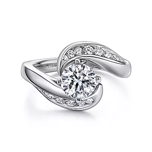 Hayley - 14K White Gold Round Bypass Diamond Engagement Ring