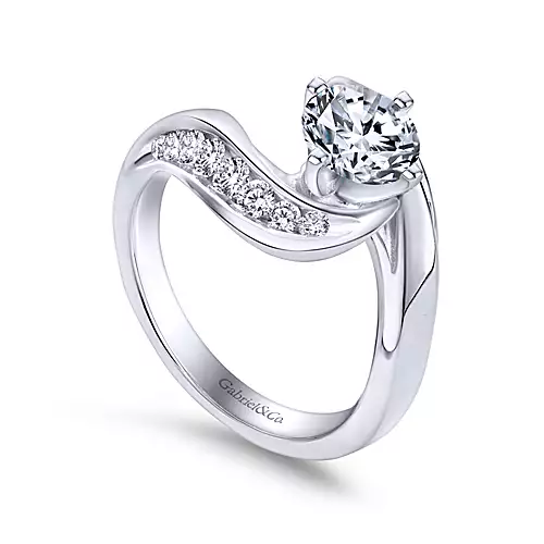 Hayley - 14K White Gold Round Bypass Diamond Engagement Ring