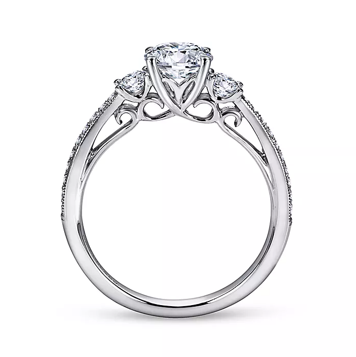Rory - 14K White Gold Round Three Stone Diamond Engagement Ring