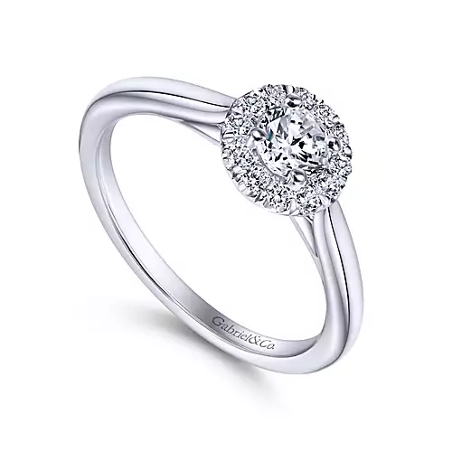 Casapia - 14K White Gold Round Halo Complete Diamond Engagement Ring