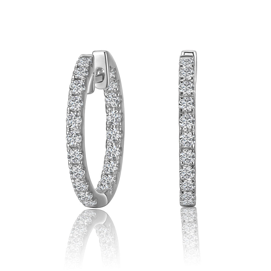 White Gold 1CTW Diamond In/Out Hoops