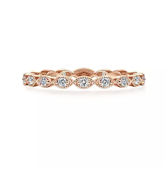 Rose Gold Marquise Station Diamond Stackable Ring