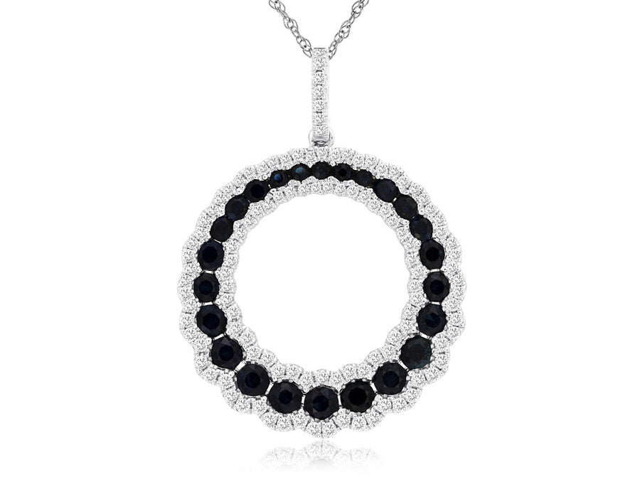 White Gold Graduated Sapphire/Diamond Circle Necklace