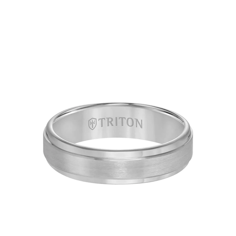 TRITON 6MM Tungsten Carbide Ring - Satin Finish Center and Step Edge