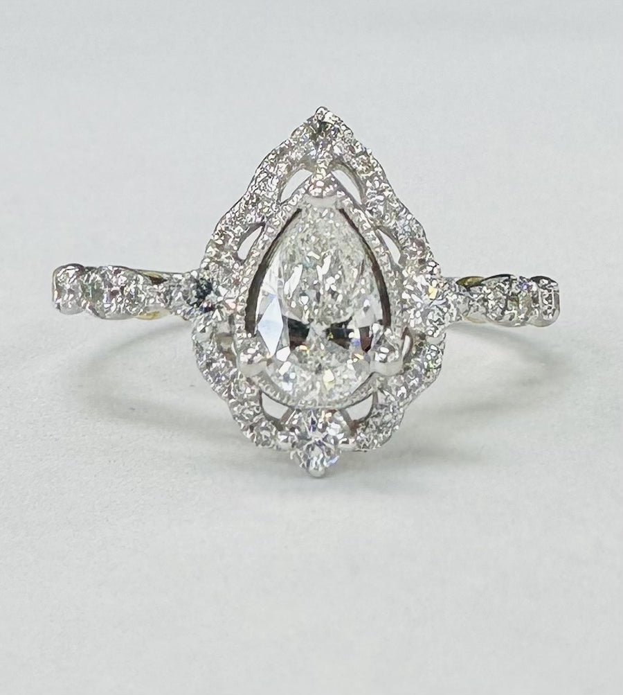 Zac Posen Pear Shaped 1CTW Diamond Engagement Ring