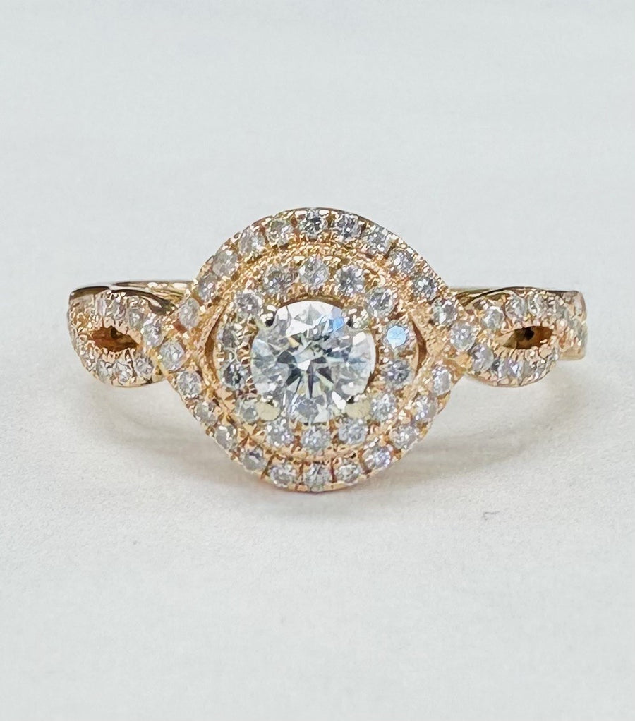 Rose Gold Twist Halo 1CTW Diamond Engagement Ring