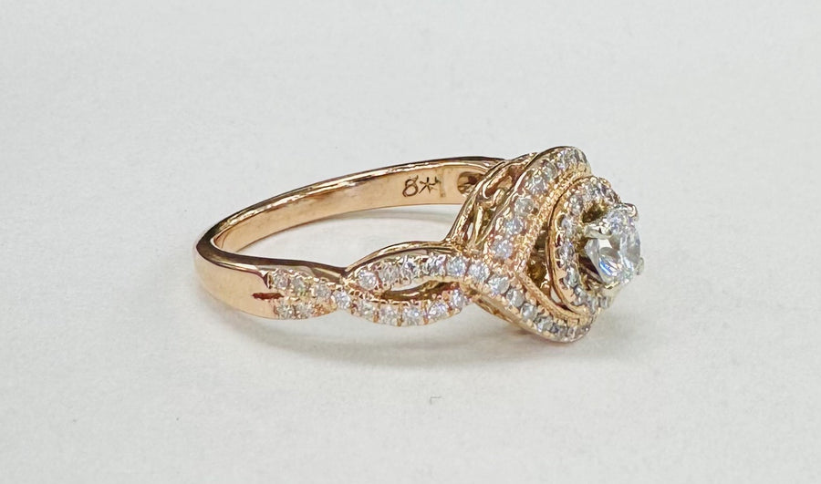 Rose Gold Twist Halo 1CTW Diamond Engagement Ring
