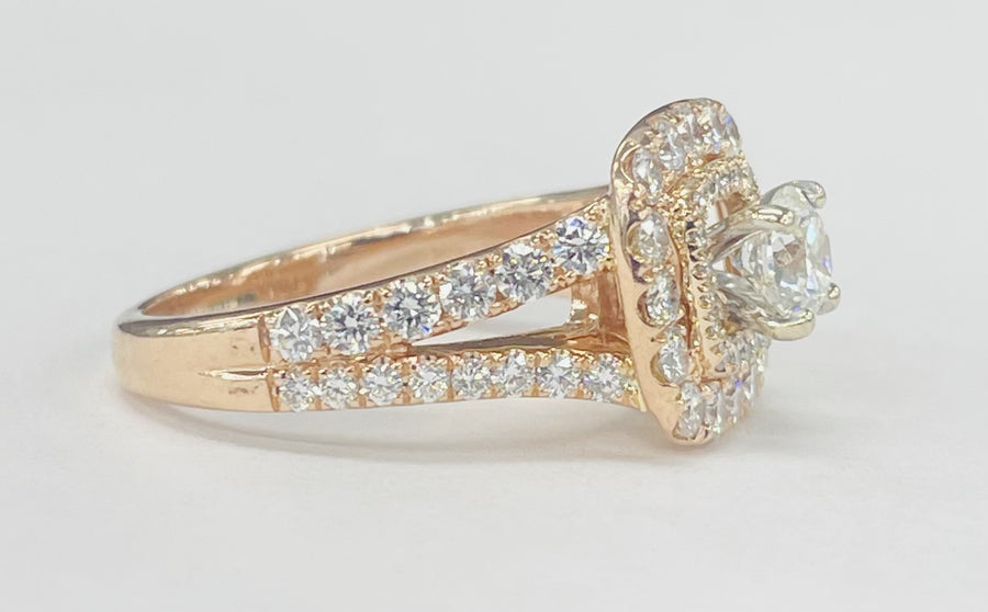 Rose Gold Vera Wang Double Halo 1 3/4CTW Diamond Engagement Ring