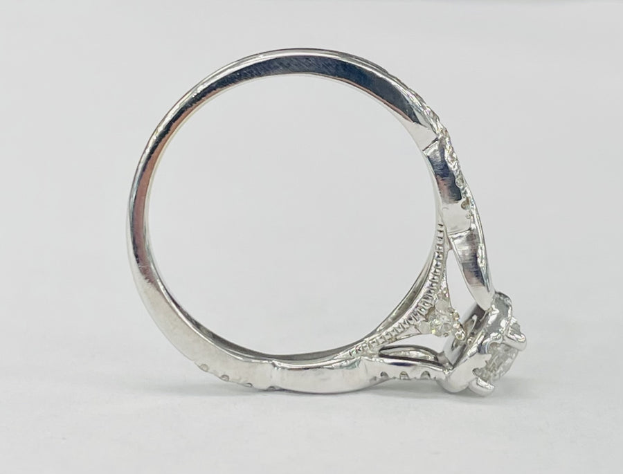 White Gold Twist Halo Diamond Engagement Ring