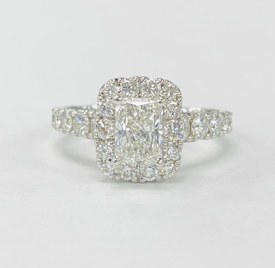 Neil Lane 1.01CT SI2/F GIA Radiant Diamond Halo Engagement Ring