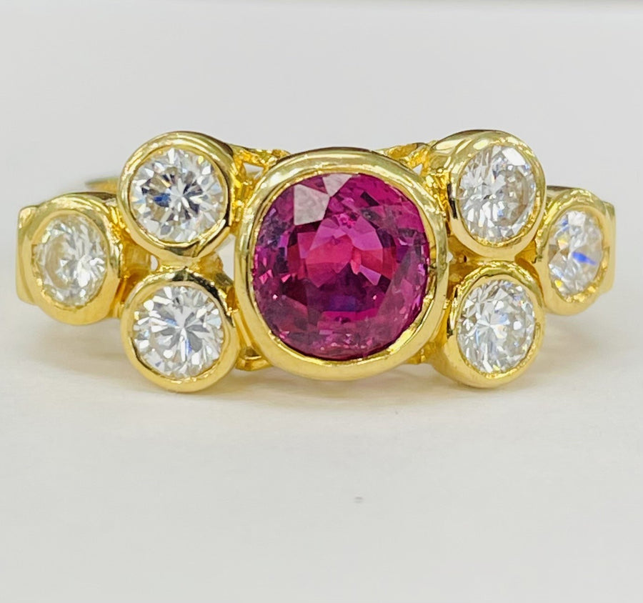 18KT Ruby And Diamond Vintage Statement Ring