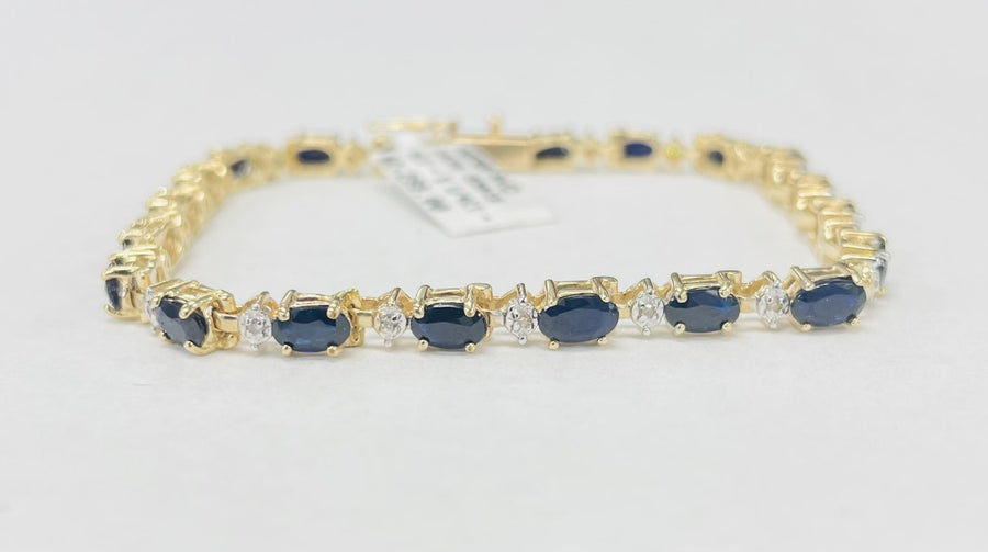 5CTW Yellow Gold Sapphire Tennis Bracelet