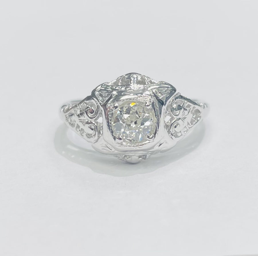 Vintage Mine Cut Diamond Filigree Ring