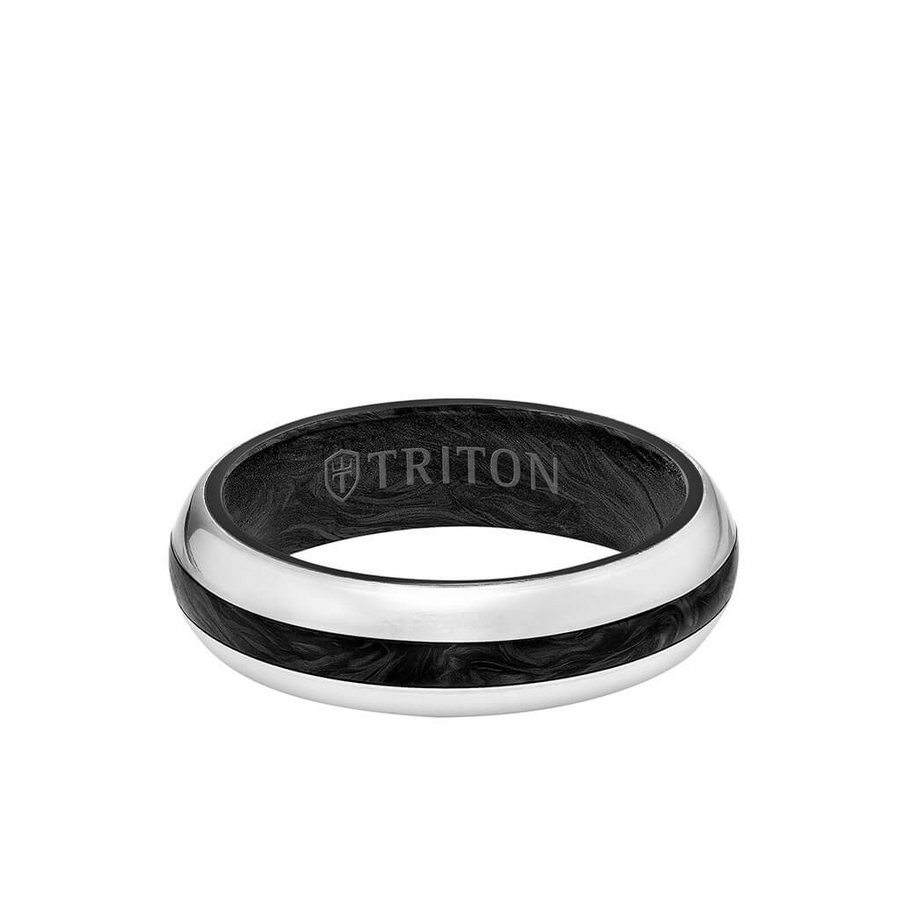 TRITON 6MM Titanium & Forged Carbon Ring - Dome Profile and Center Channel