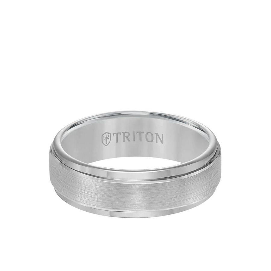 TRITON 7MM Tungsten Carbide Ring - Brushed Finish and Step Edge
