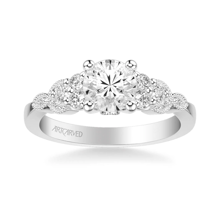 Artcarved Bridal Semi-Mounted with Side Stones Contemporary Diamond Engagement Ring AdelineFloral Diamond Engagement Ring