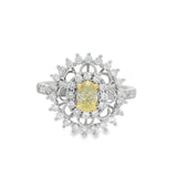 18KT Vintage Inspired Fancy Yellow GIA Diamond Engagement Ring