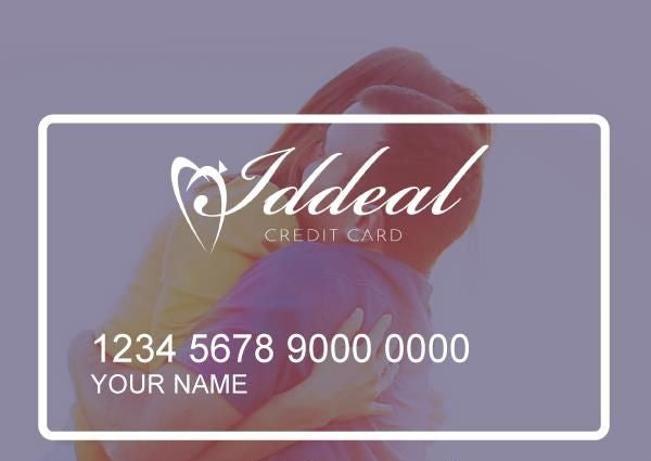 Placeholder image of a 'Jdideal' credit card with a blurred background