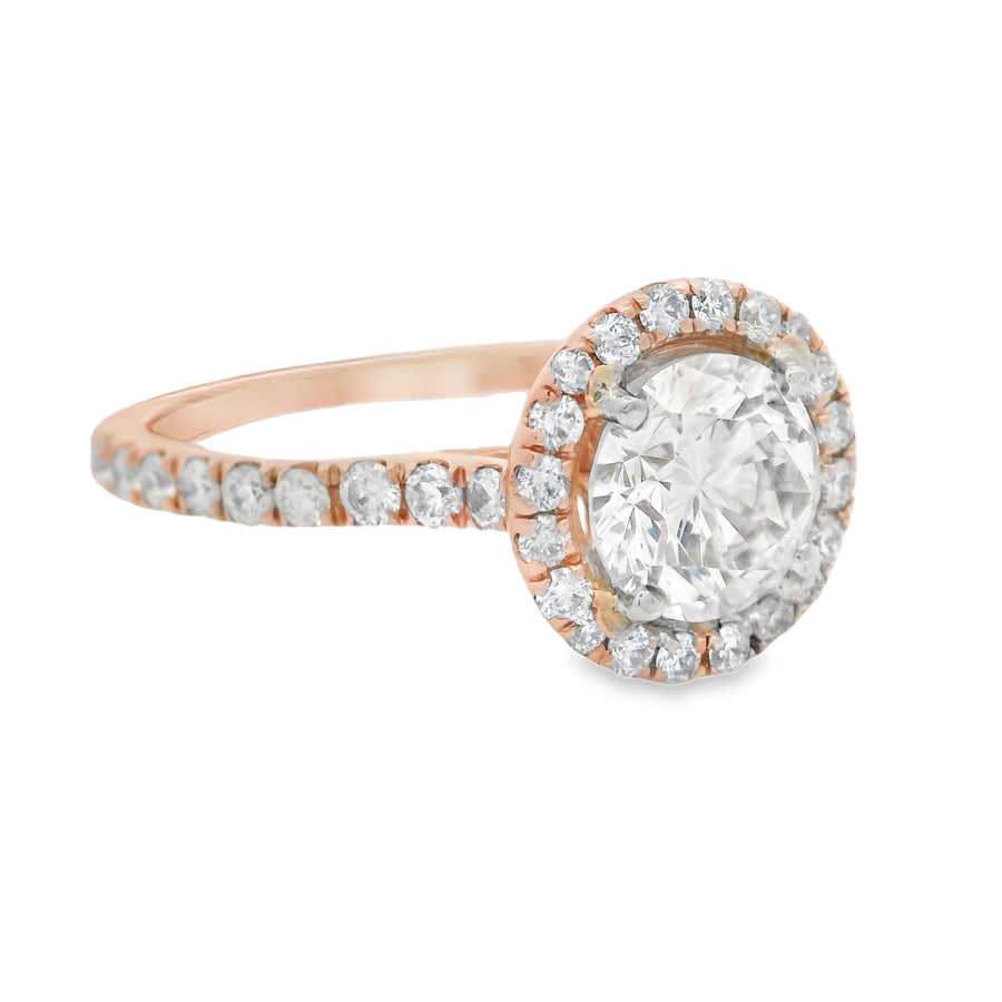 Rose Gold Halo 1.15CT VS GIA Certified Diamond Engagement Ring