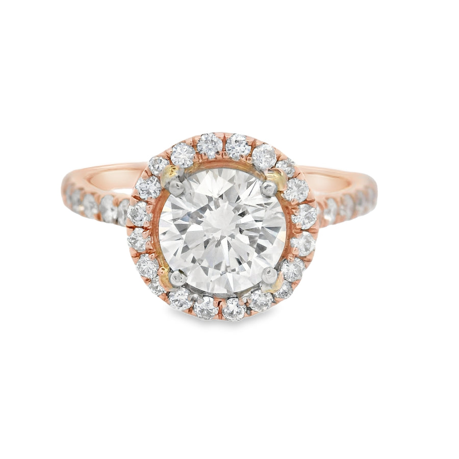 Rose Gold Halo 1.15CT VS GIA Certified Diamond Engagement Ring