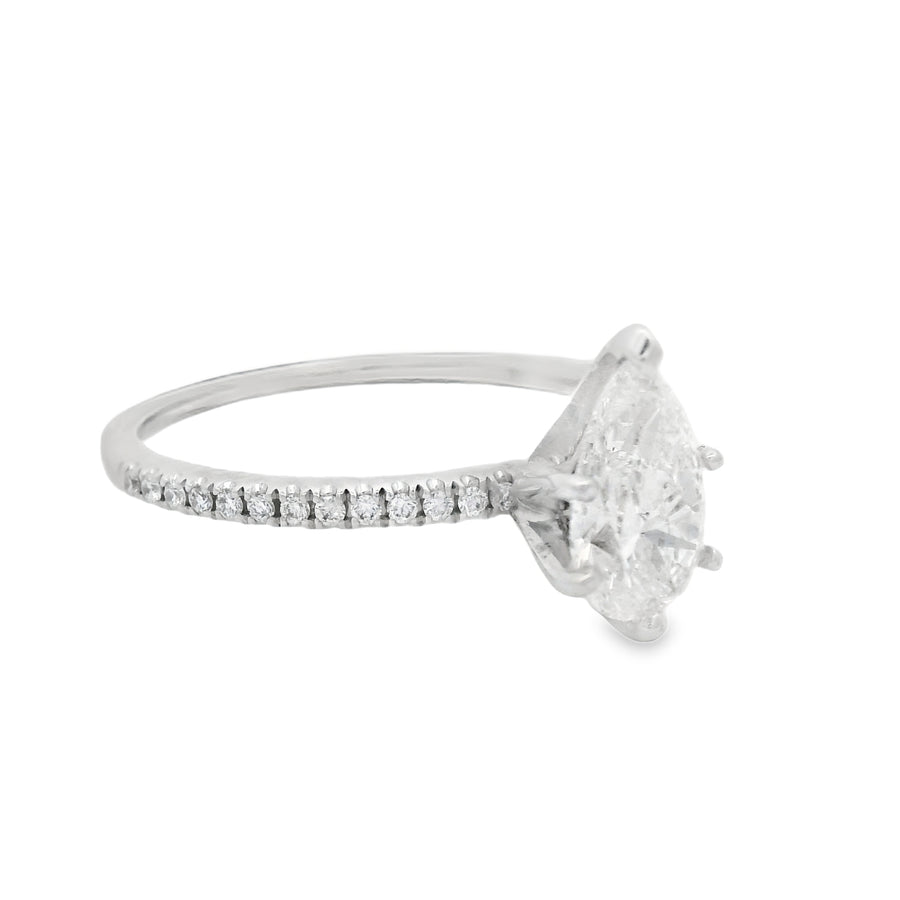 1CT Pear GIA Certified Diamond Accented Engagement Ring