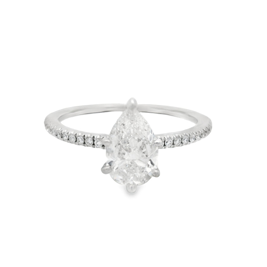 1CT Pear GIA Certified Diamond Accented Engagement Ring