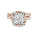 Rose Gold Quad Halo Diamond Bridal Set