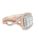 Rose Gold Quad Halo Diamond Bridal Set