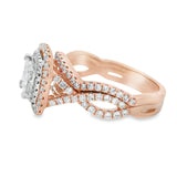 Rose Gold Quad Halo Diamond Bridal Set